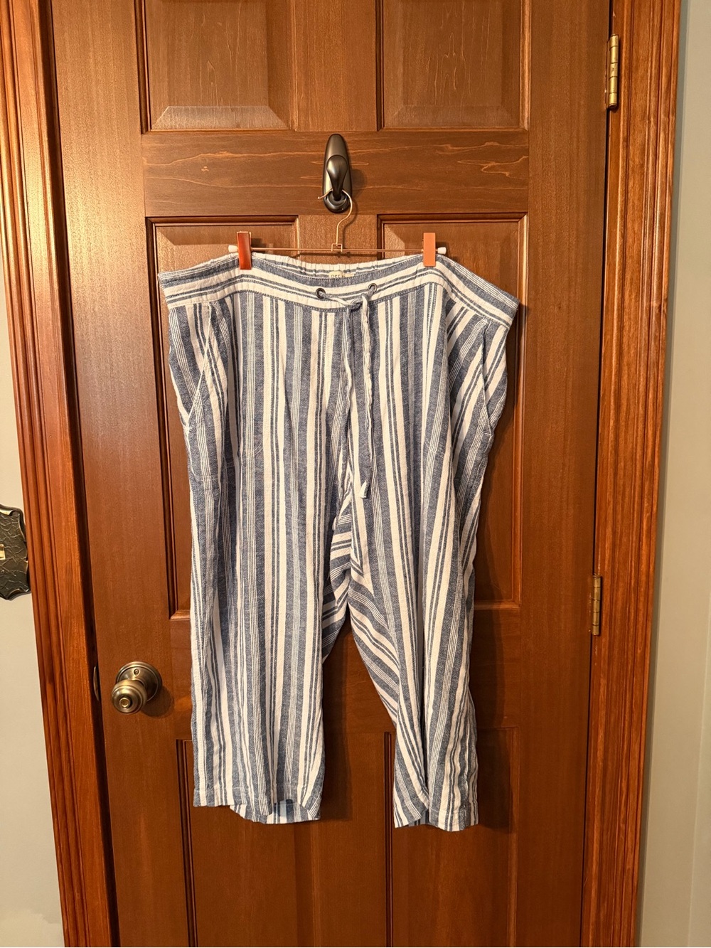 Per Se Blue and White Striped Chinos